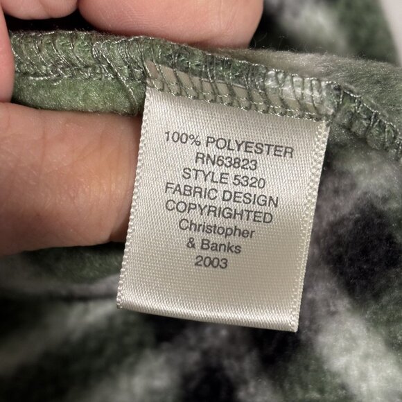 Vintage Green Plaid Fleece Jacket With Tree Embroidery By Christopher & Banks - Picture 9 of 9